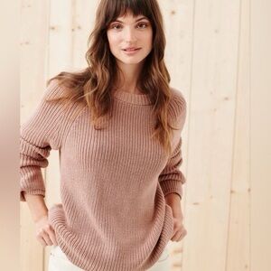 Jenni Kayne Cotton Fisherman Sweater in Rose size Small